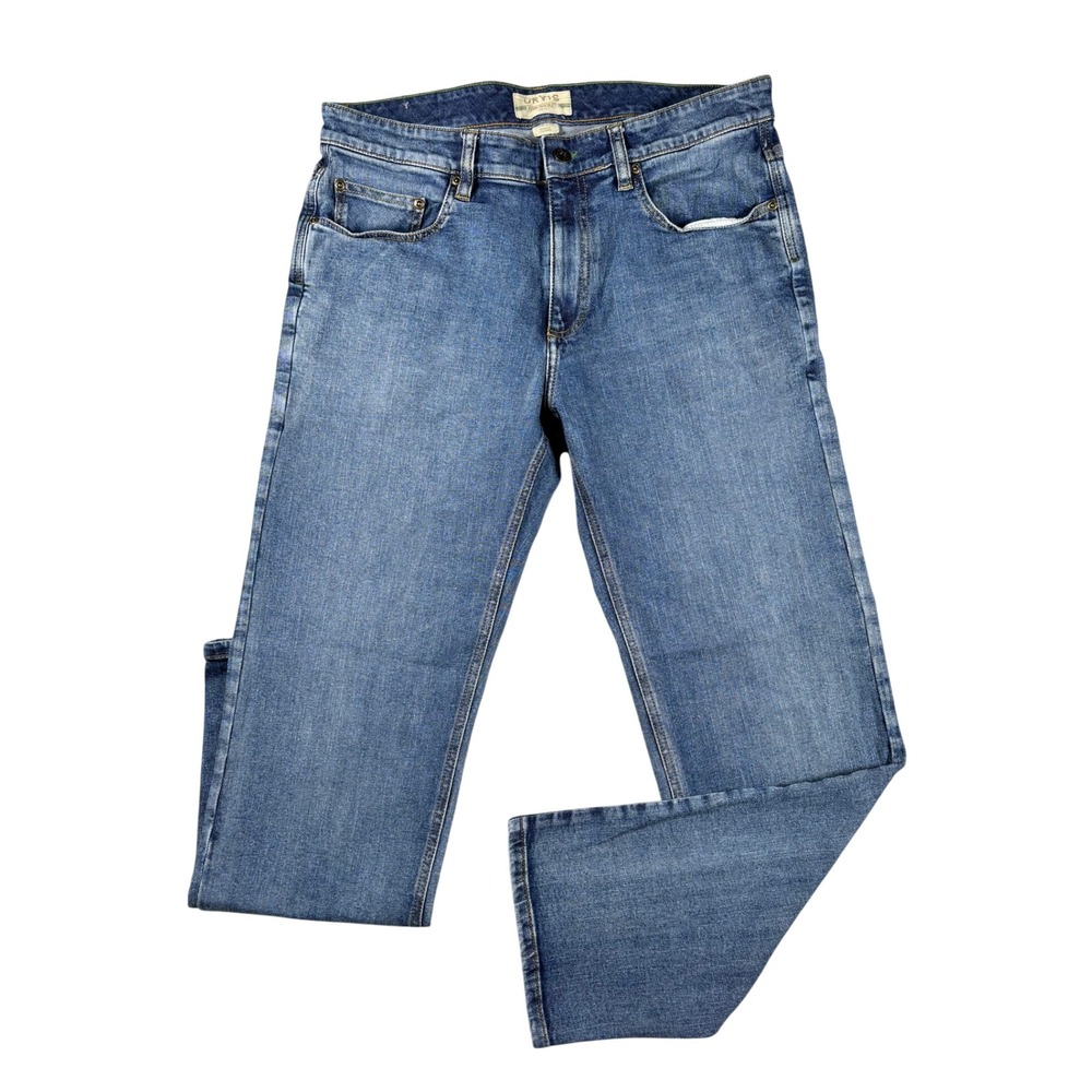Orvis Mens Five Pocket Straight Leg Jeans Medium Wash Blue Denim 33x30